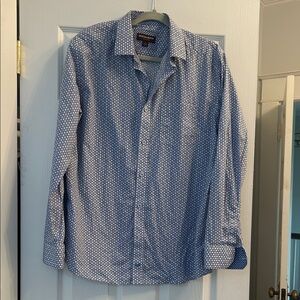 Johnston & Murphy Blue and White Patterned Women’s Shirt